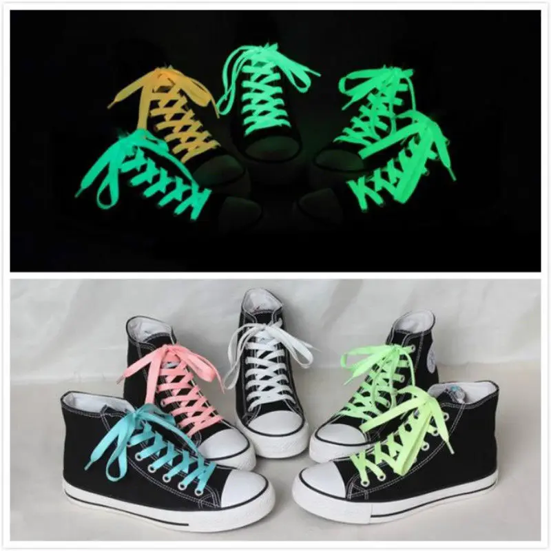 1 пара 120 см Спортивные Светящиеся шнурки светится в темноте ночной цвет флуоресцентные шнурки спортивные плоские шнурки горячая распродажа