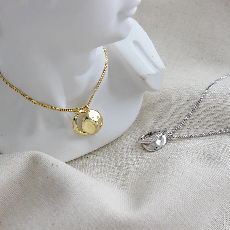 SHANICE, чистое 925 пробы Серебряное ожерелье, индивидуальная Геометрическая круглая медаль, массивная подвеска, женская серебряная цепочка