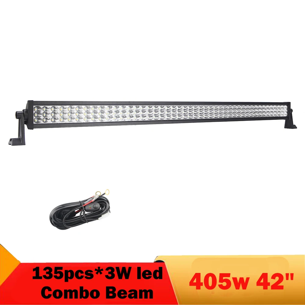 

42" Tri-Row LED Light Bar 405W Off-Road Driving Lights for Jeep Ford Toyota SUV Pickup Camper Boat Truck Trailer Combo LED Bar