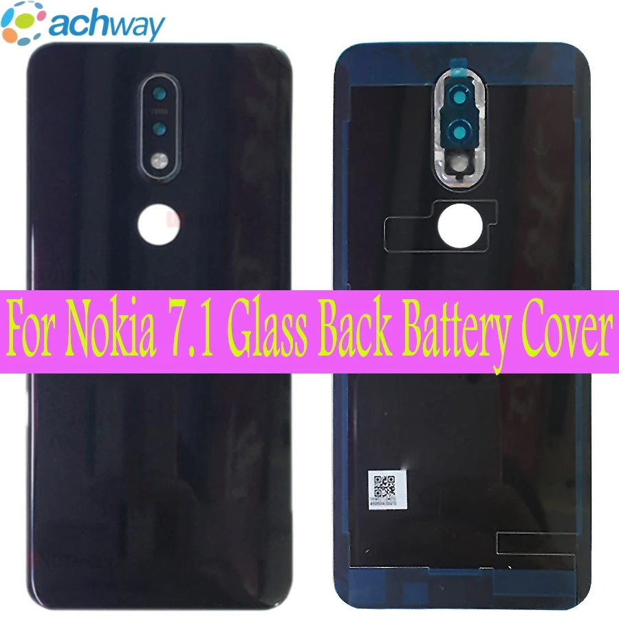 Original For Nokia 7.1 Battery Door Housing Back Glass Cover Case Rear panel Replacement For Nokia 7.1 With Camera Lens and logo