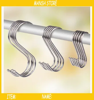 

10pcs/lot 12.4cm(L) Stainless Steel Hook S Shape Hook For Kitchen Cloth Store