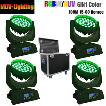 

4pcs/lot flight case 36*18W 6in1 Led Moving Head Zoom Wash Beam Stage Disco Dj Lighting