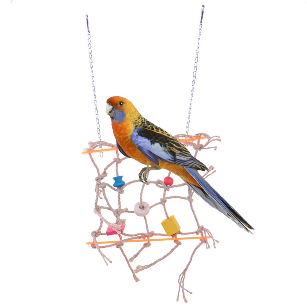 Pet Birds Toys Chew toy hemp rope Climbing nets Parakeet Parrot Hanging