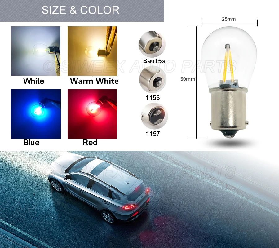 1 Pcs 1156 BA15S / 1157 BAY15D BAU15S Auto Car LED 2 COB Filament Reverse Light Parking Tail Blub White Warm White Blue Red 12V 1 Pcs 1156 BA15S / 1157 BAY15D BAU15S Auto Car LED 2 COB Filament Reverse Light Parking Tail Blub White Warm White Blue Red 12V