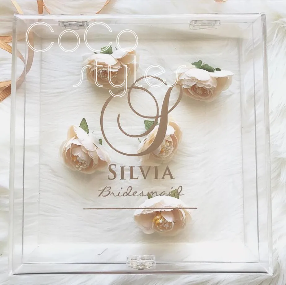 

Cocostyles personalized elegant oblong acrylic box with gold foiling logo for christmas party gift box