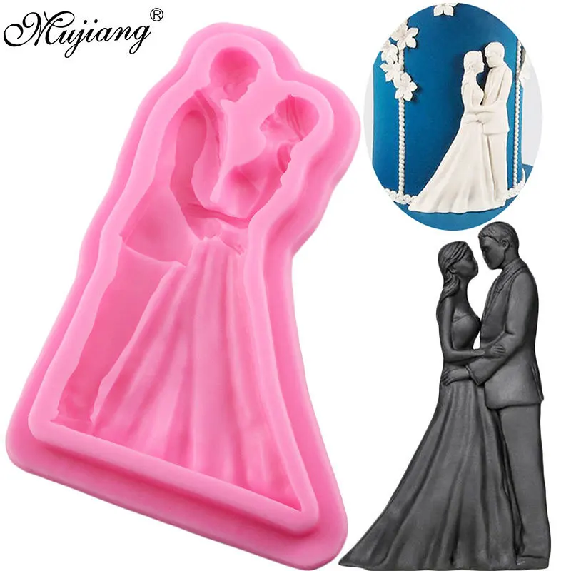 

Bride Groom Wedding Cake Topper Fondant Cake Decorating Tools Baking Silicone Mold Cupcake Candy Clay Chocolate Gumpaste Mould