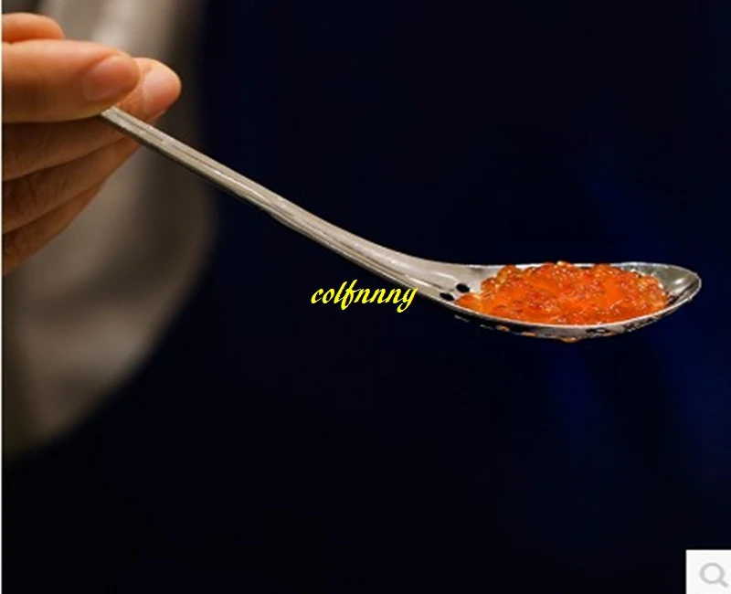 300pcs/lot Fast shipping Stainless Steel Caviar Strainer Spoon