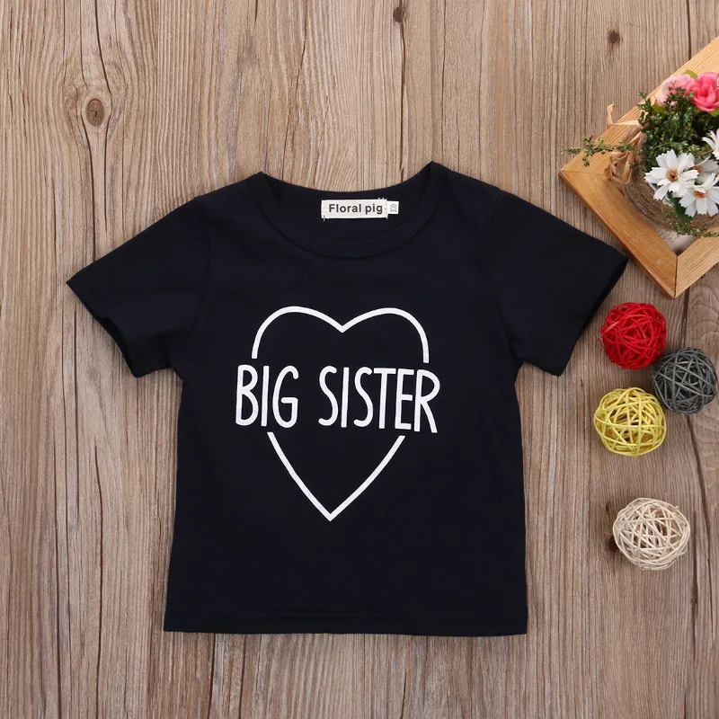 Летние футболки для маленьких мальчиков и девочек повседневные футболки с короткими рукавами для малышей футболки для девочек и мальчиков с надписями и надписью «Big Brother Sister» на возраст от 0 до 24 месяцев
