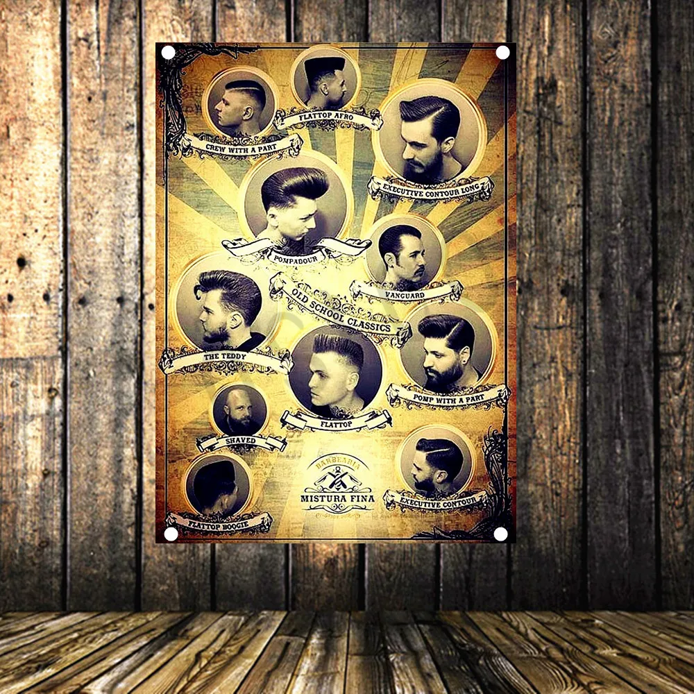 

Barber Tattoo poster flag banner tapestry Hanging painting wall hanging Bar cafe home barbershop Background decor cloth