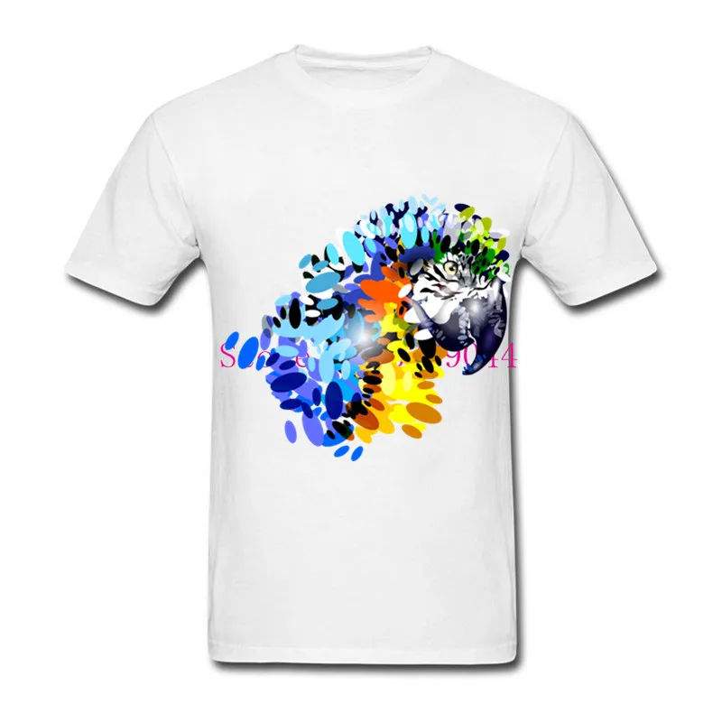 be substituted for delivery men T-Shirt 3D colorful illustration parrot head round collar On behalf of | Мужская одежда