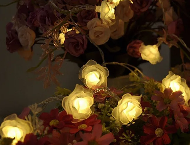 

3M30 LED Rose Romantic Flower Wedding Warm White Christmas Valentine's day Decor String Light Home Garden Decoration