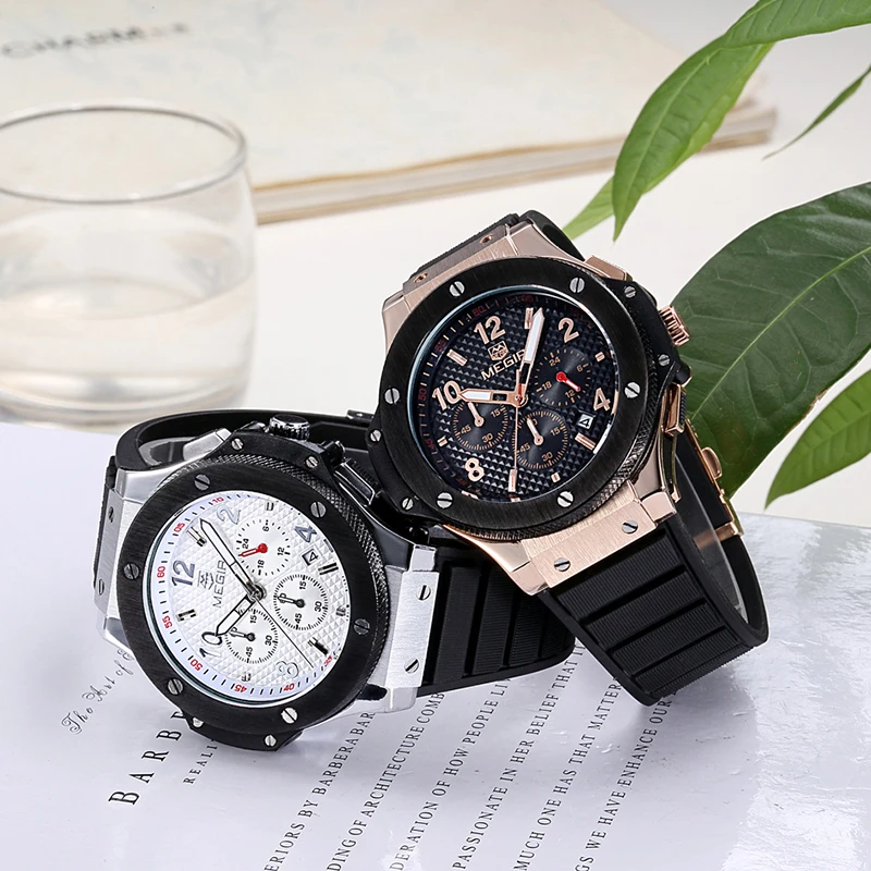 

MEGIR Men's Sport Watches Silicone Quartz Military Army Waterproof Wristwatch Men Clock Sub-dial Function Relogio Masculino