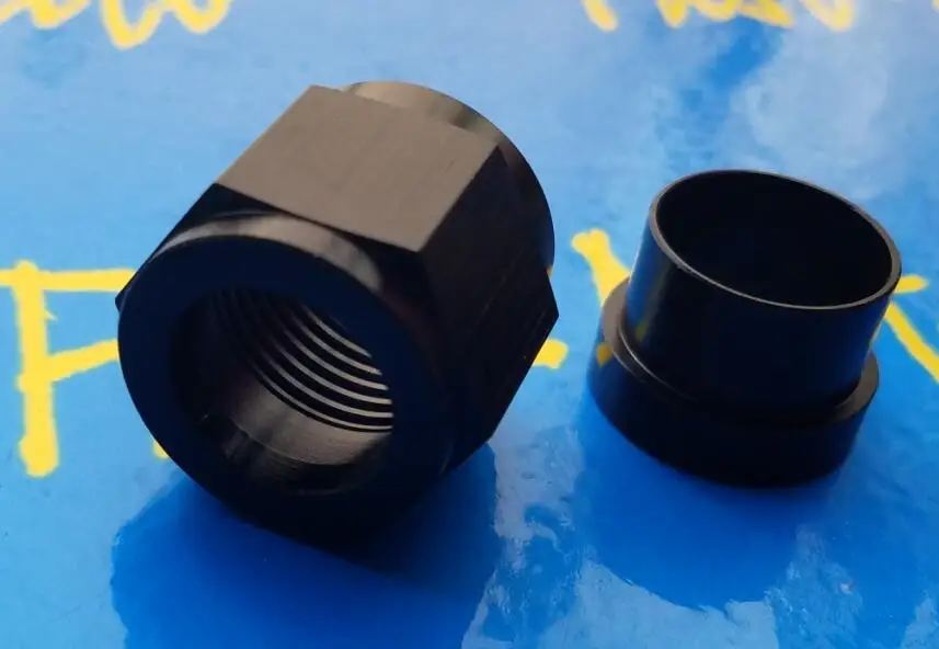 

black AN10 AN 10 7/8UNF 10AN 5/8" Hardline Tube Nut and Sleeve for racing car oil cooler kits