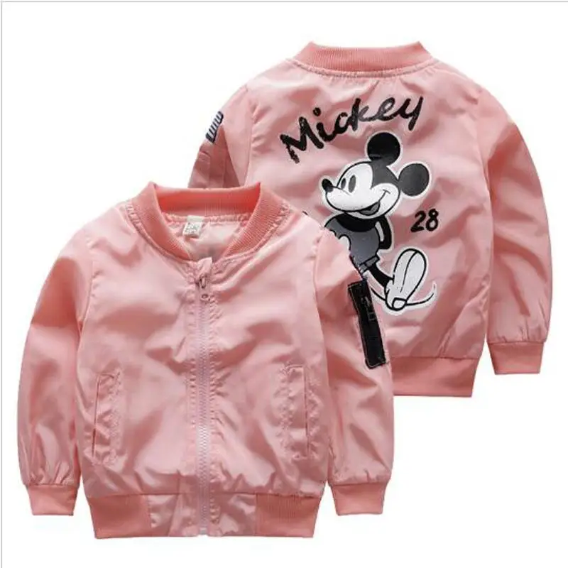 Новая куртка Микки, одежда для маленьких девочек и мальчиков, куртка с рисунком, Осенняя детская верхняя одежда, детская одежда - Цвет: Розовый