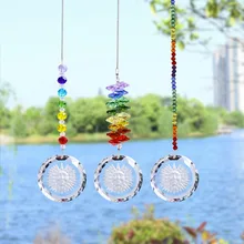H&D 3pcs/set Chakra Suncatcher With Sunflower Pendant Rainbow Hanging Crystal Sun Catcher For Window Home Garden Decoration Gift