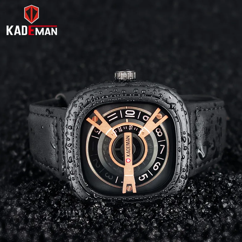 

KADEMAN Luxury Brand Military Sports Men'watch Top Quality Leather Brand Waterproof 2018 New Male Wristwatches Relogio Masculino