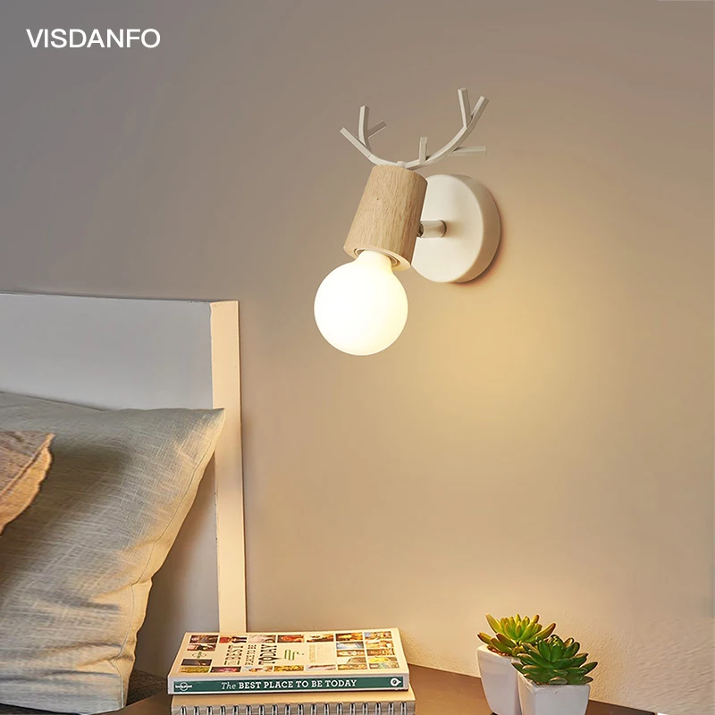 Visdanfo скандинавские креативные простые светодиодные Настенные светильники для гостиной, спальни, прикроватной тумбы, настенный светильник в виде рога для детской комнаты