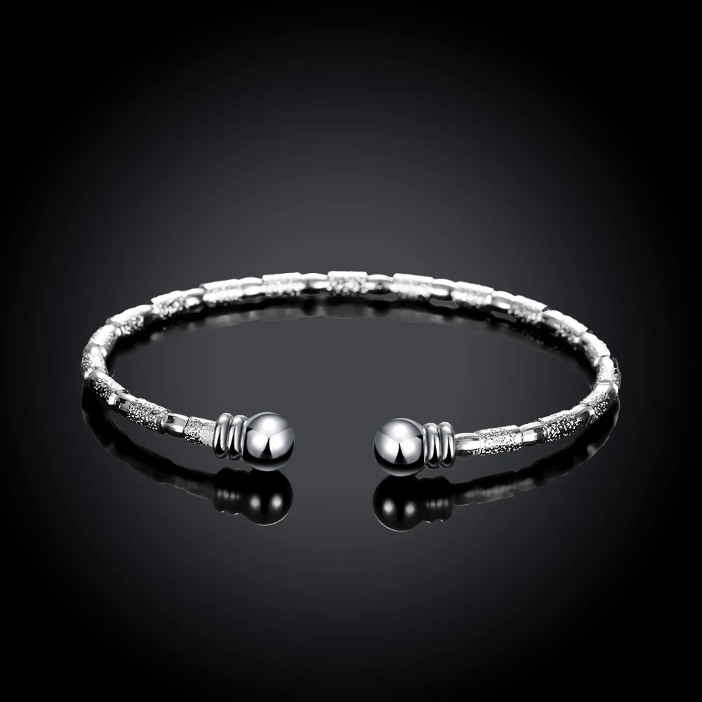 Оригинальные 925 серебряные браслеты женские ювелирные изделия матовый Серебряный браслет Уникальный Открытый браслет подарок на день Святого Валентина бренд для женщин