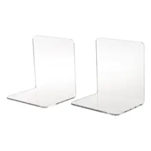 2 pçs acrílico claro bookends em forma de l organizador de mesa titular do livro de desktop escola papelaria acessórios de escritório dropshipping