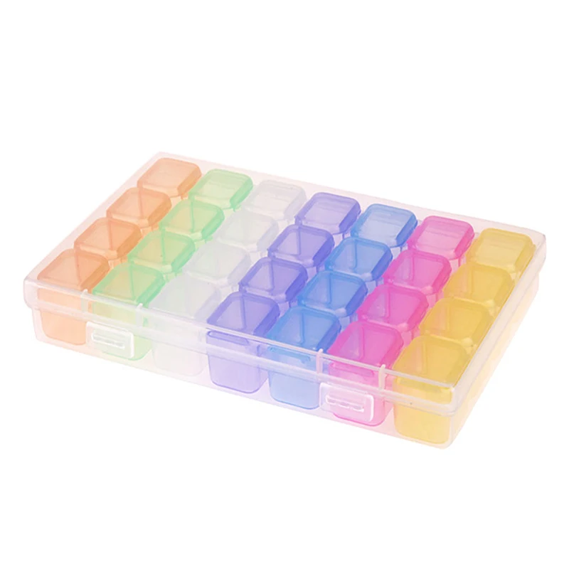 Белый пластиковый отсек держатель Удобный украшения для маникюра коробка для хранения таблеток коробка для контактных линз Органайзер контейнер - Цвет: Color