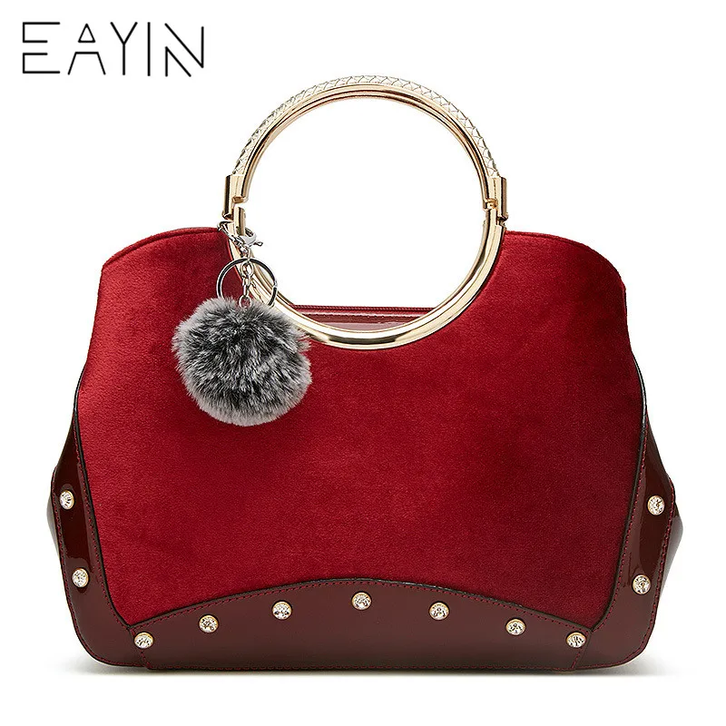 

Women Messenger Bags For Winter Fashion Velvet Shoulder Bag With Fluffy Ball High Quality Leather Tote Bag Clutch Handbags