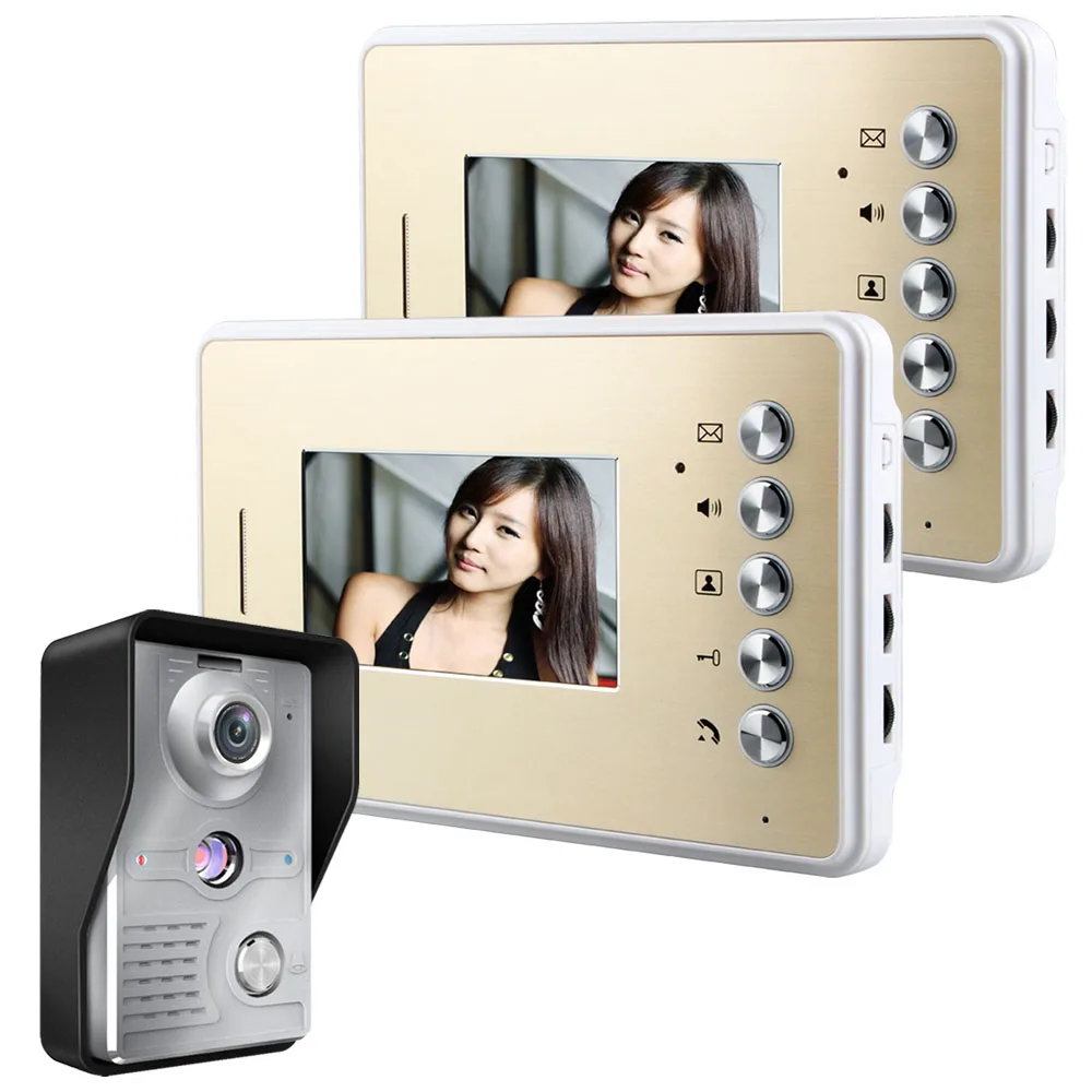 Free Shipping! MOUNTAINONE 4.3 Inch Video Door Phone Doorbell Intercom Kit 1-camera 2-monitor Night Vision