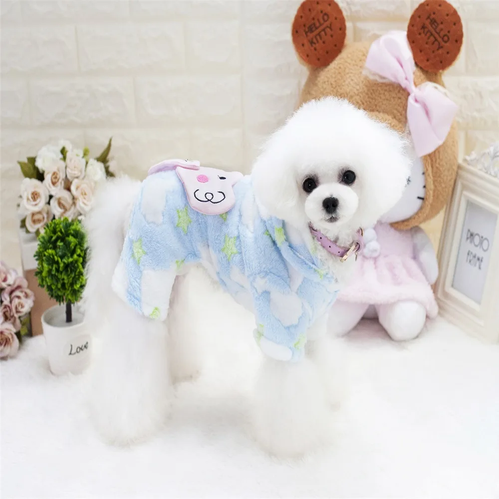 Cute Soft Coral Velvet Pet Dogs Coat With Elephant On Back Small Puppy