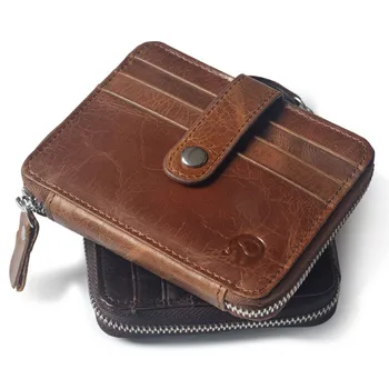 

100%Genuine leather assurance Thin Men's wallet Short section Men's handbag Small leisure Wallet card pack Coin mini bag High