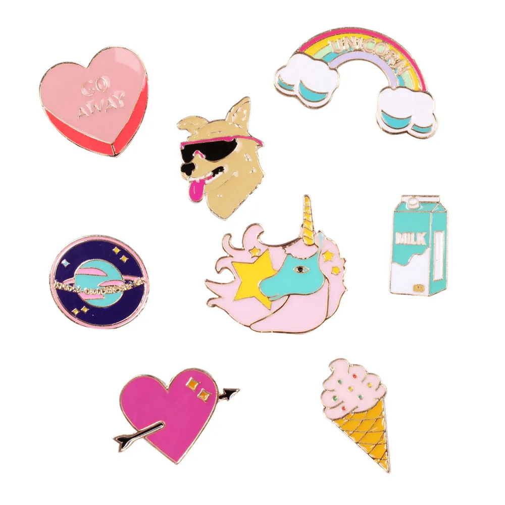 Cute Brooches for Women Kawaii Brooch Pins Denim Jackets Collar Badge Button Unicorn Rabbit Animal Cartoon Rainbow Kid Gift | Украшения и
