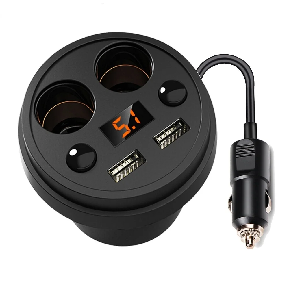 

3.1A Dual USB Car Charger Cup Charging Voltage Current Display Phone Charger With 2 Cigarette Lighter Socket Fo DVR Charge