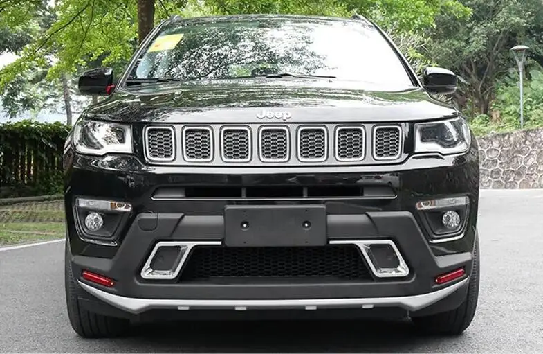ABS передний+ задний бампер автомобиля Защита выхлопного отверстия защита противоскользящая пластина подходит для Jeep Compass - Цвет: Front Bumper