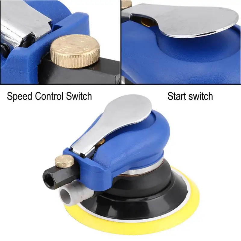5 дюймов округленный воздух ладони случайная орбитальная шлифовальная машина 9000 об/мин пневматический полировщик ручной шлифовальный инструмент