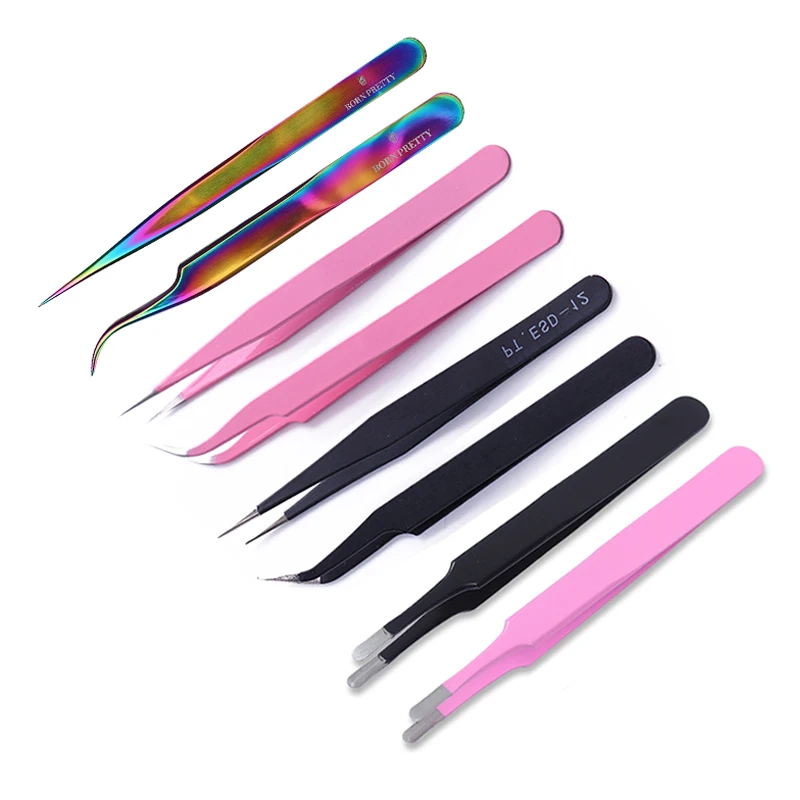 1Pc Straight Curved Tweezer Stainless Steel Nail Sticker Rhinestone