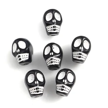 

Doreen Box Acrylic Beads Skull Black & White About 13mm( 4/8") x 9mm( 3/8"), Hole: Approx 2.2mm, 100 PCs Jewelry Accessories DIY