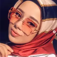 Градиентные красные Солнцезащитные очки женские квадратные очки модные роскошные брендовые дизайнерские прозрачные оранжевые солнцезащитные очки без оправы Oculos