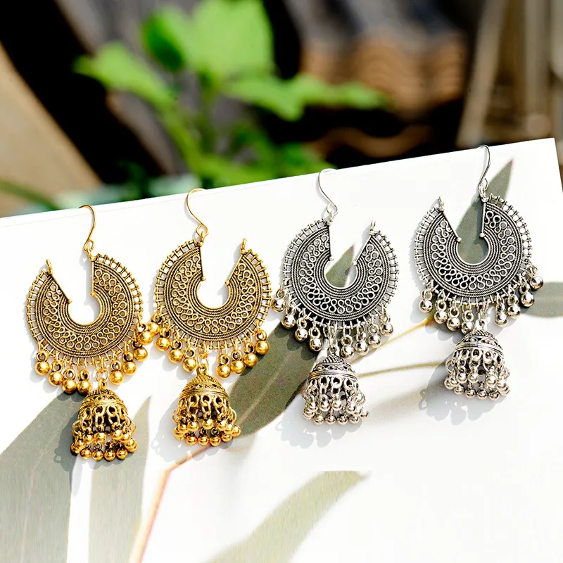 OIQUEI 2020 индийские ювелирные изделия Jhumka маленькие колокольчики кисточки серьги