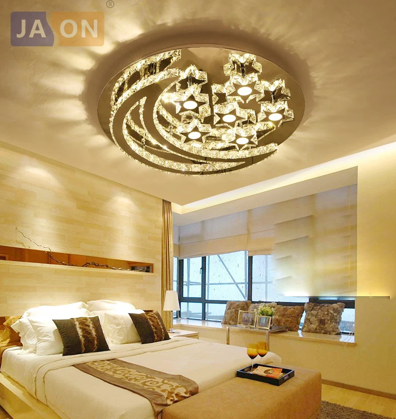 

LED Modern Stainless Steel Crystal Moon And Stars LED Lamp.LED Light.Ceiling Lights.LED Ceiling Light.Ceiling Lamp For Foyer