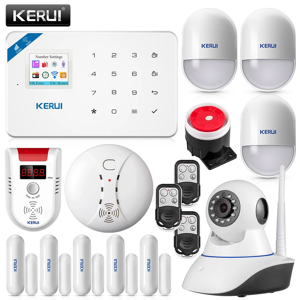 Original KERUI W18 Wifi GSM Burglar Alarm System IOS Android APP Control LCD GSM SMS Gas