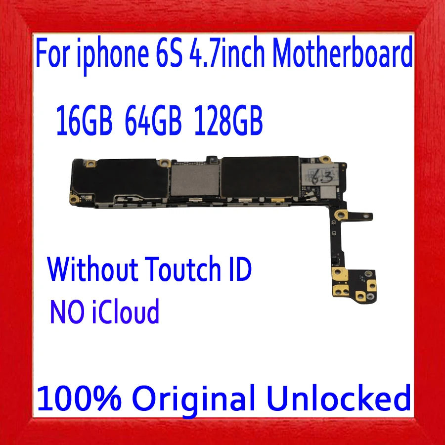 

Original Unlocked For iPhone 6S Motherboard 16GB 64GB 128GB For iPhone 6S Logic Mainboard Without Touch ID With IOS Test Good