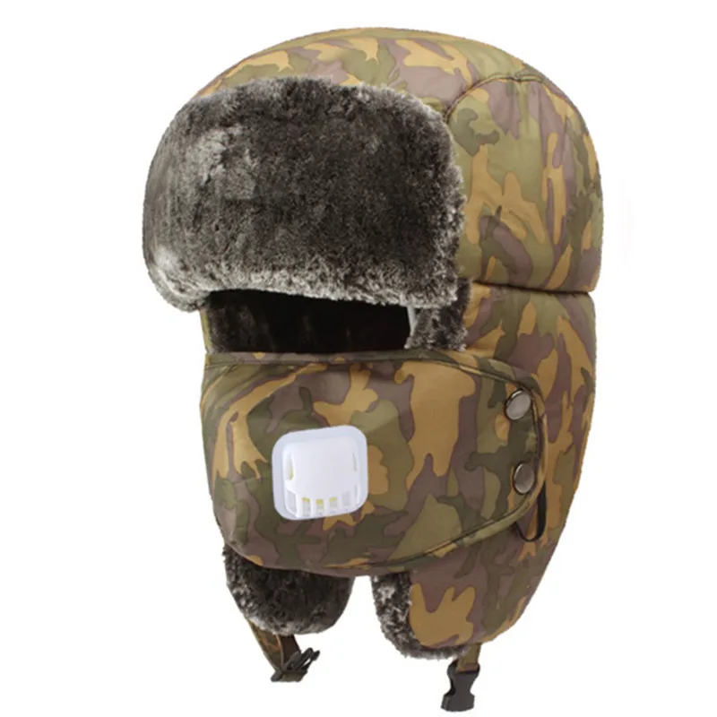 

High Quality Bomber Hat Russian Army Trooper Aviator Women Men Winter Hat Ushanka Green Warm Cap Ear flaps Bomber lei feng Cap