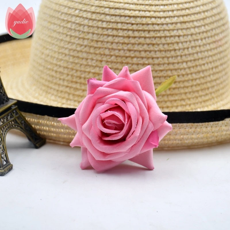 Rose Red 20 шт. Шестигранная Роза Ткань искусственные цветы для свадебной вечеринки домашние украшения для комнаты Rosa обувь шапки аксессуары цветы - Цвет: Rose Red