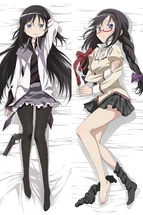Anime japonês puella magi madoka magica homura akemi abraçando corpo fronha capa dropshipping