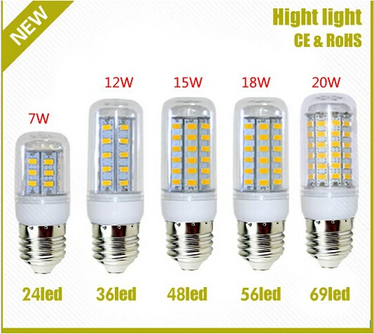 Led Warm Wit E27 Led Lampen 7 W 9 W 12 W 15 W 18 W 3000 Lumen Cree Smd 5730 Met Cover 48 Leds Gu10 E14 B22 G9 Corn Verlichting Cree Smd Smd 5730e27 Led Bulb Aliexpress