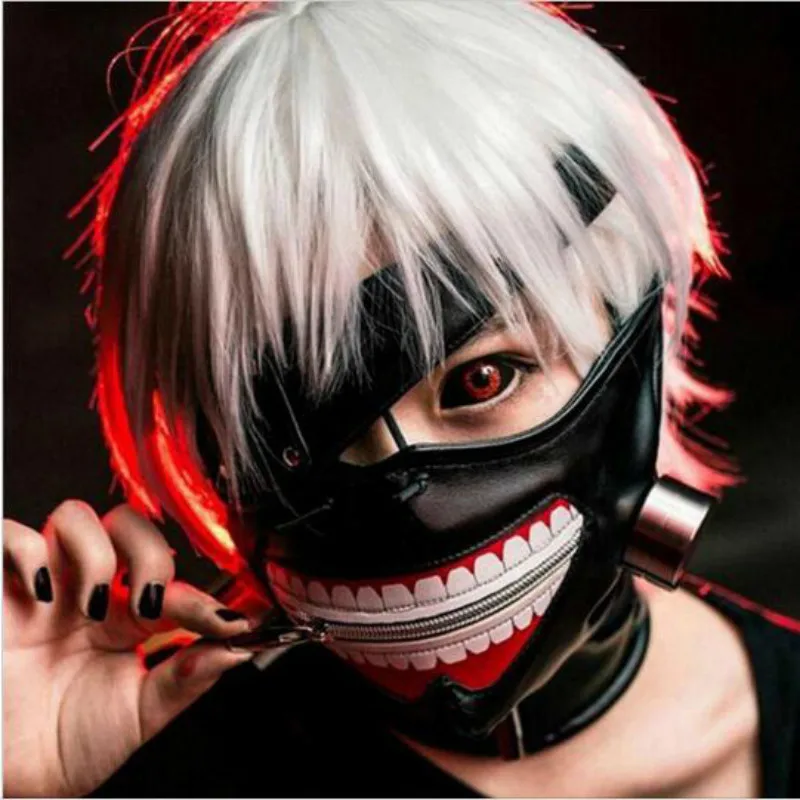 

1Pc Tokyo Ghoul Cosplay Kaneki Ken Mask Adjustable Belt Halloween Party Prop Anime Mask