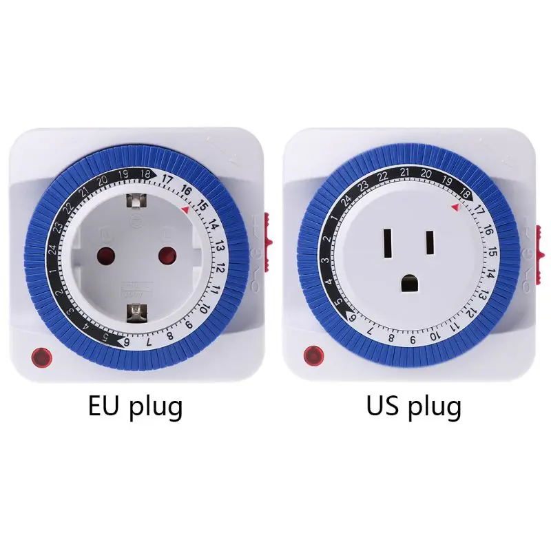 Штепсельная Вилка стандарта ЕС/США, 24 часа, таймер, розетка, механический таймер, переключатель, настенное защитное устройство выходного отверстия, энергосбережение