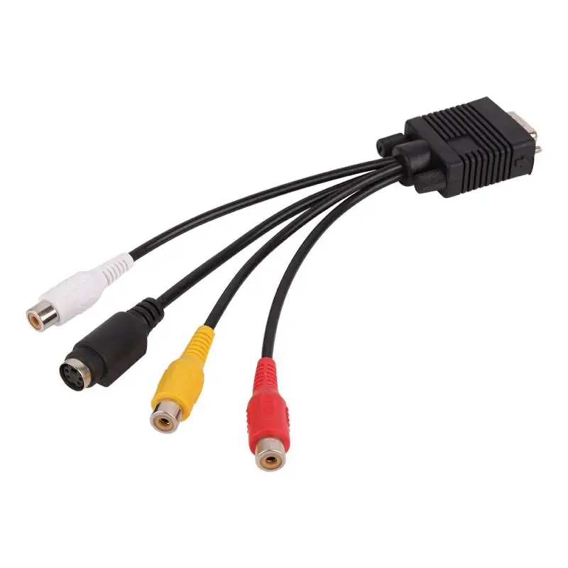 VGA Male-S-Video 3 RCA Jack Женский Композитный AV tv Out адаптер конвертер Разъем для портативных ПК HD tv