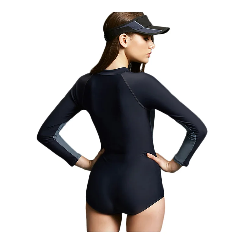 2019 جديد المرأة طويلة/قصيرة الأكمام ملابس السباحة الشاطئ الجبهة زمم طفح الحرس الرياضة Rashguard تصفح قطعة واحدة ملابس السباحة monokini