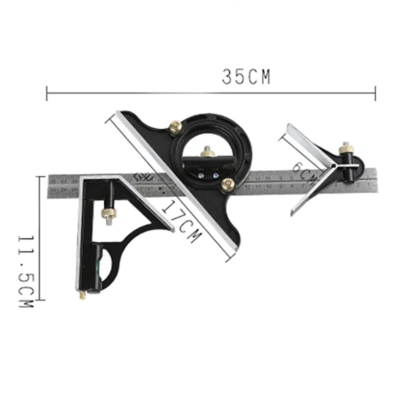 

3 in 1 Combination Square Angle Finder Protractor 45° 180° Adjustable Separable Ruler 300mm Woodworking Measuring Tools