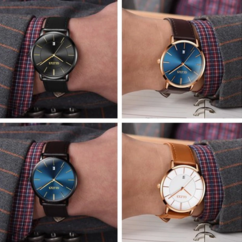 Скидка 60% мужские Ультра тонкие часы кварцевые мужские s коричневые кожаные часы лучший бренд класса люкс Авто Дата Бизнес водонепроницаемые спортивные наручные часы