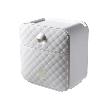 

Bathroom Waterproof Tissue Box Plastic Bath Toilet Paper Holder Wall Mounted Paper Storage Box Double Layer Dispenser
